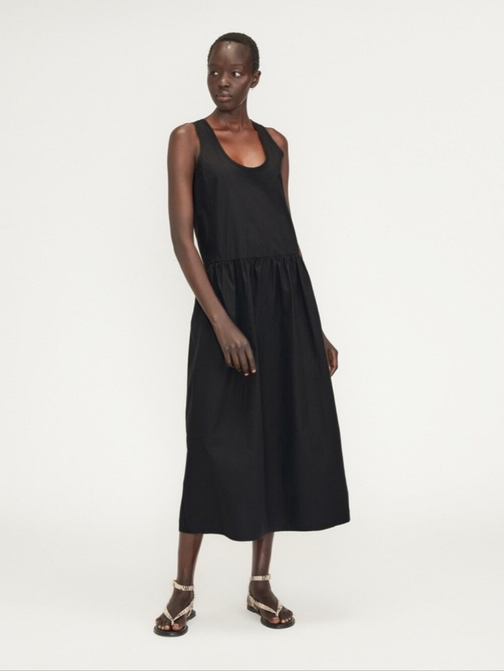 Everlane black poplin Summer midi dress